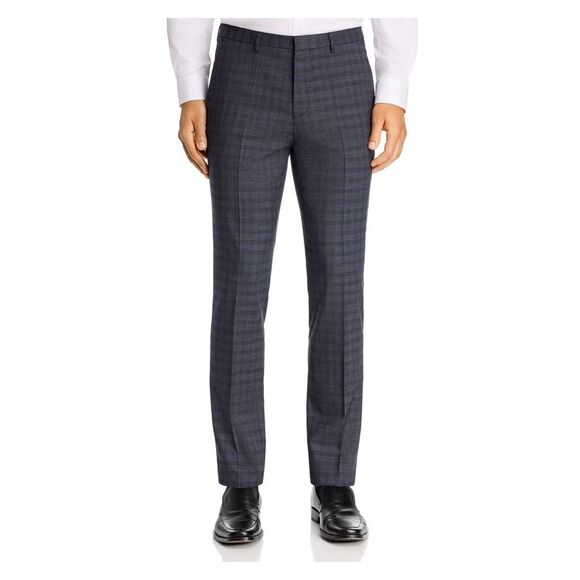 HUGO BOSS Mens Navy Windowpane Plaid Pants 36R - Picture 1 of 2